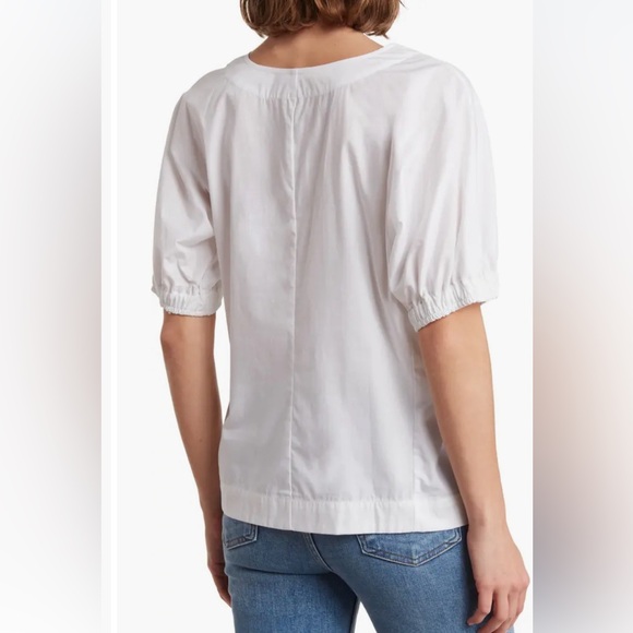 Donna Karen: Puffy Sleeve V-neck Short Sleeve Top - Picture 2 of 5